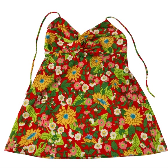 Vintage Boho 1970s Floral 2-Piece Beachwear Tankini Swimsuit Size 14 Flower Rare - Picture 2 of 14